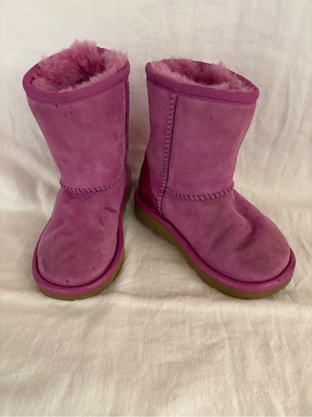 UGG Kids Pink Suede Shearling Boots